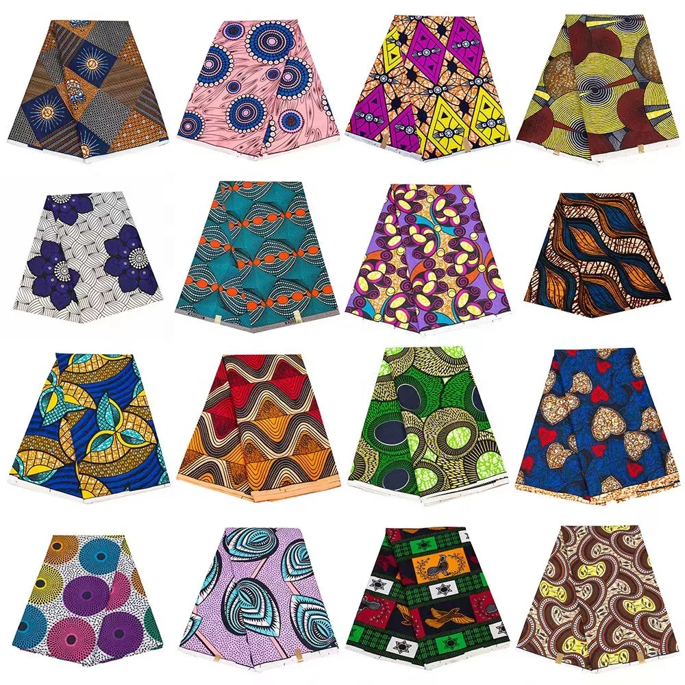 Factory Wholesale African Polyester  Printed Wax Fabric 100% Polyester Double Side Wax Printed Cloth Fabric for Home Textile