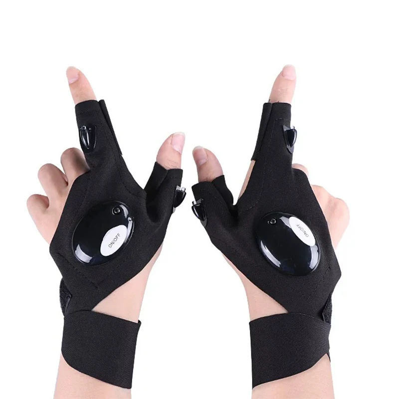 

1PCS Outdoor Fishing Magic Strap Fingerless Gloves LED Flashlight