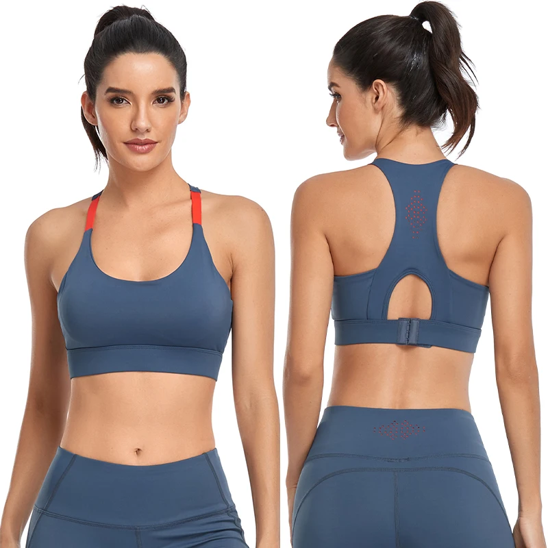 

High Quality Designer Nylon Spandex Fitness Gym Wear Gym Custom Logo Active Wear Sports Bra Gym, Black,blue