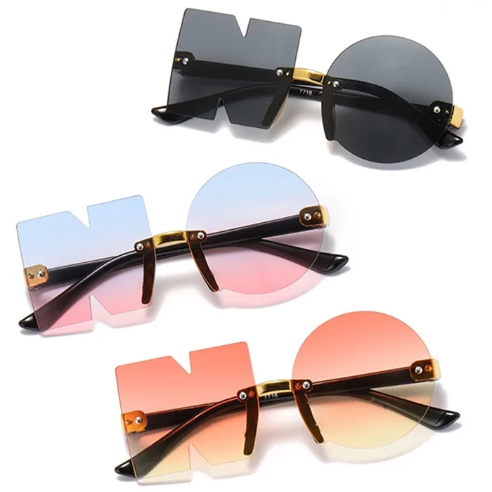 

DL Glasses fashion new arrival irregular kid eyewear Shades for children boy girl Wholesale rimless colorful sunglasses 2022