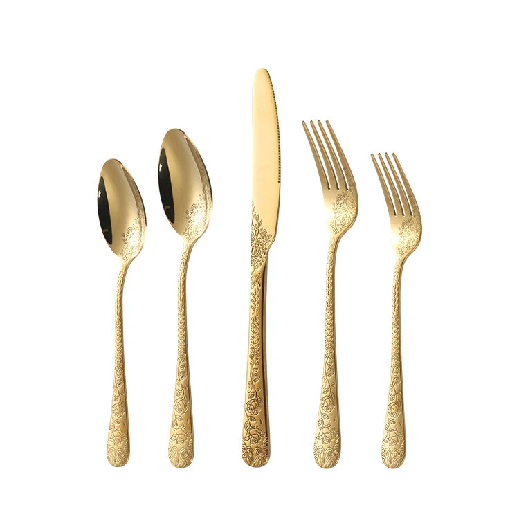 

Luxury Wedding Rose Pattern Handle Cutlery Set Talheres Inox Royal Besteck Talheres Inox Flatware, Silver.gold.rose gold.iridescence.black