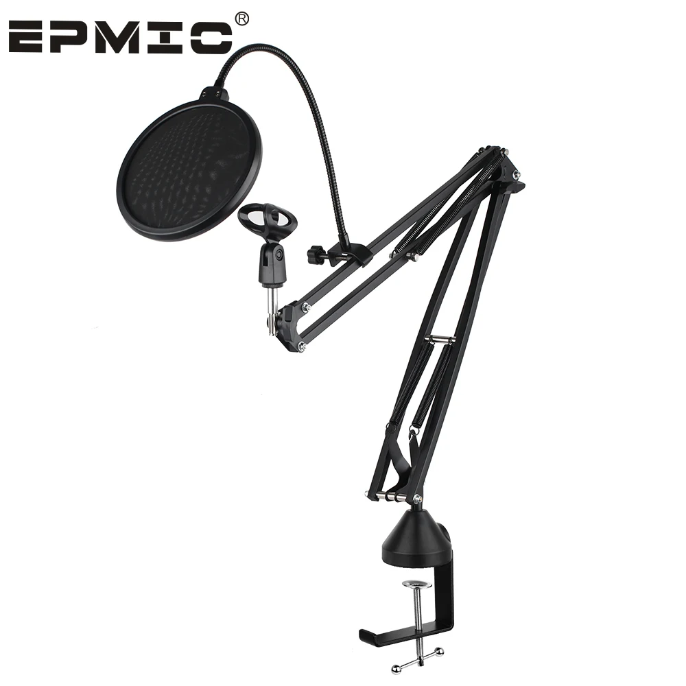 

W18 professional desktop microphone stand High quality Cantilever bracket isolation shield with holder, Black