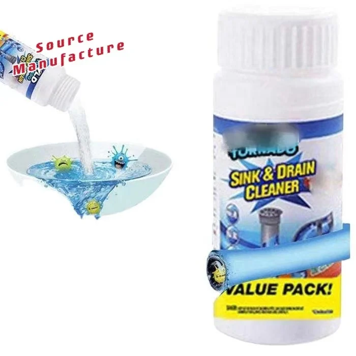 

Chemical Powder Agentdrain Cleaner Sticks Clog Remover Kitchen Sink and Drain Cleaner, White blue