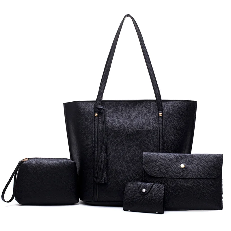 

Customized OEM Cheap 4pcs Tote Bag women purses and handbags set for women