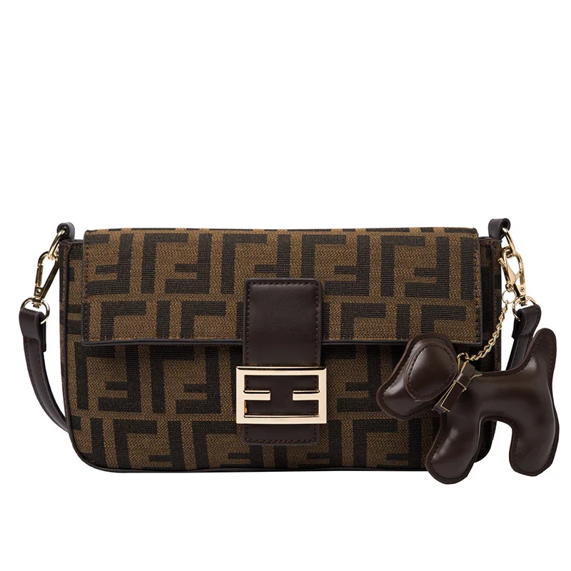

2021 Women Clothing Brand Stylish Hard Brown Portable Messenger Bag Ladies Canvas Luxury Bags Woman