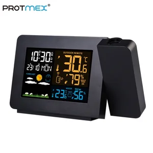 Image of Projection Alarm Clock With Weather Station Forecast PT3391 Weather Clock display Indoor Outdoor temperature Humidity