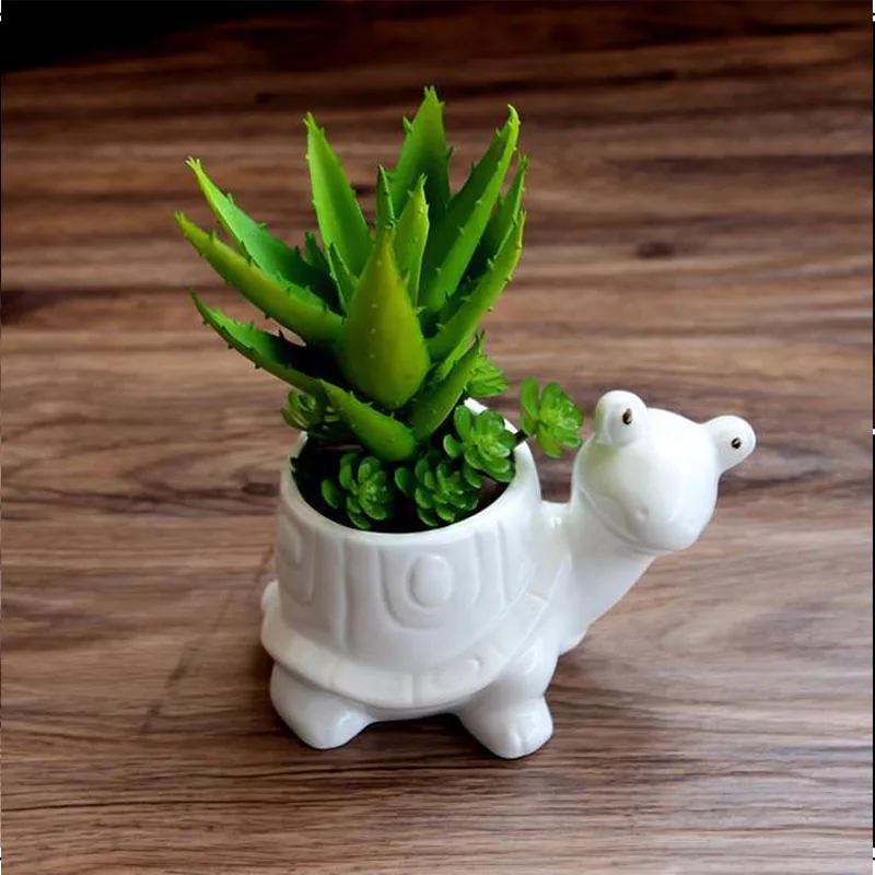 

Tortoise Cartoon Turtle White Ceramic Planter for Succulents Decorative Succulent Pot Mini Flower Pot Home Garden Decoration, Customized color