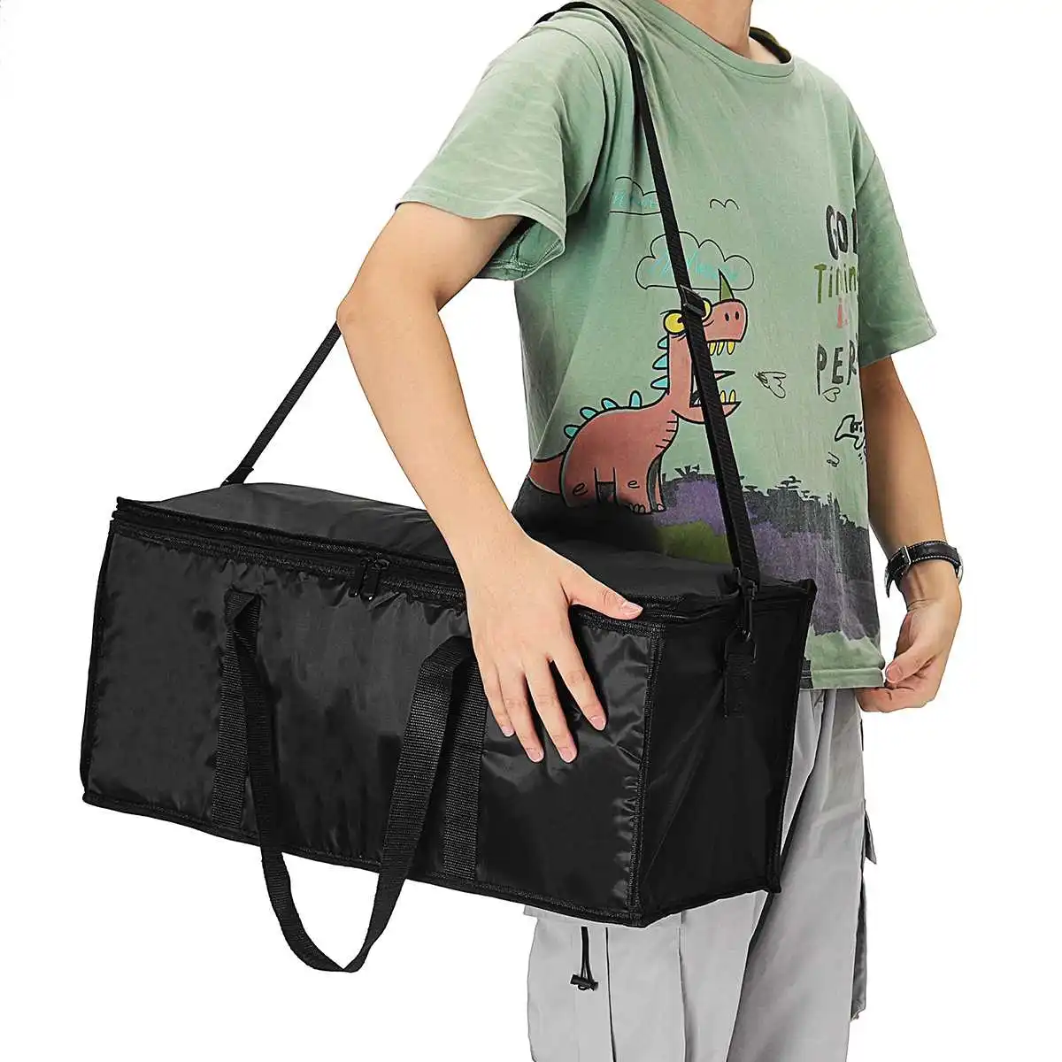 

40L Extra Large Thickening Cooler Bag Oxford Ice Pack Insulated Lunch Bag Cold Storage Bags, Black