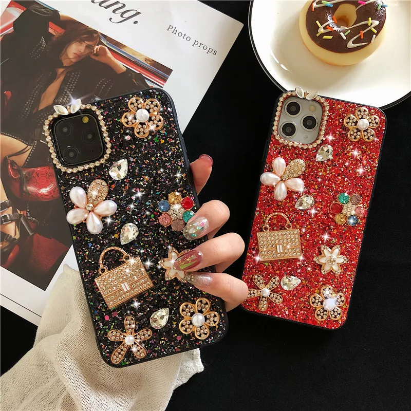 

Luxury shinny and Bling Rhinestone Diamond phone cover TPU diamond phone case for Iphone 12, Gold,black,pink,red