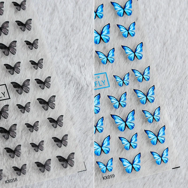 

5D Black Butterfly Nail Stickers Self Adhesive Slider 2021 New Design Blue Luxury Nail Decal Tips Manicure Nail Supplies Arts