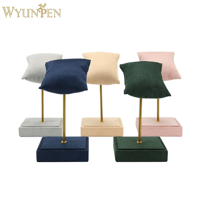 

WYP Wholesale Watch Stand suede Leather Watch Jewelry Bangle Display Stand Holder metal Base watch display stand design