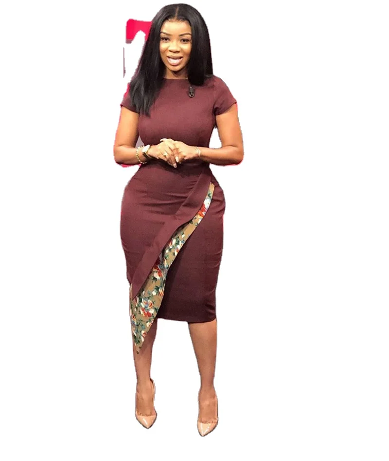 

Amazon Wish Hot Style Fashion African Women Fashion Dress Big Size Short Sleeve Dress, Picture color