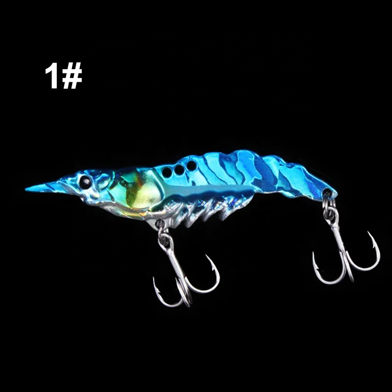 

Wholesale freshwater fishing colorful shrimp vib lure 5g-14g zinc alloy metal vib sequins lure VIB simulation shrimp bait, Gold/sliver