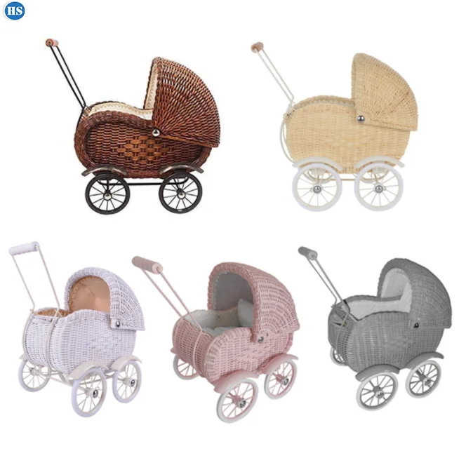 

Factory Dropshipping Handmade Baby Strollers Baby Toy Rattan Doll Stroller