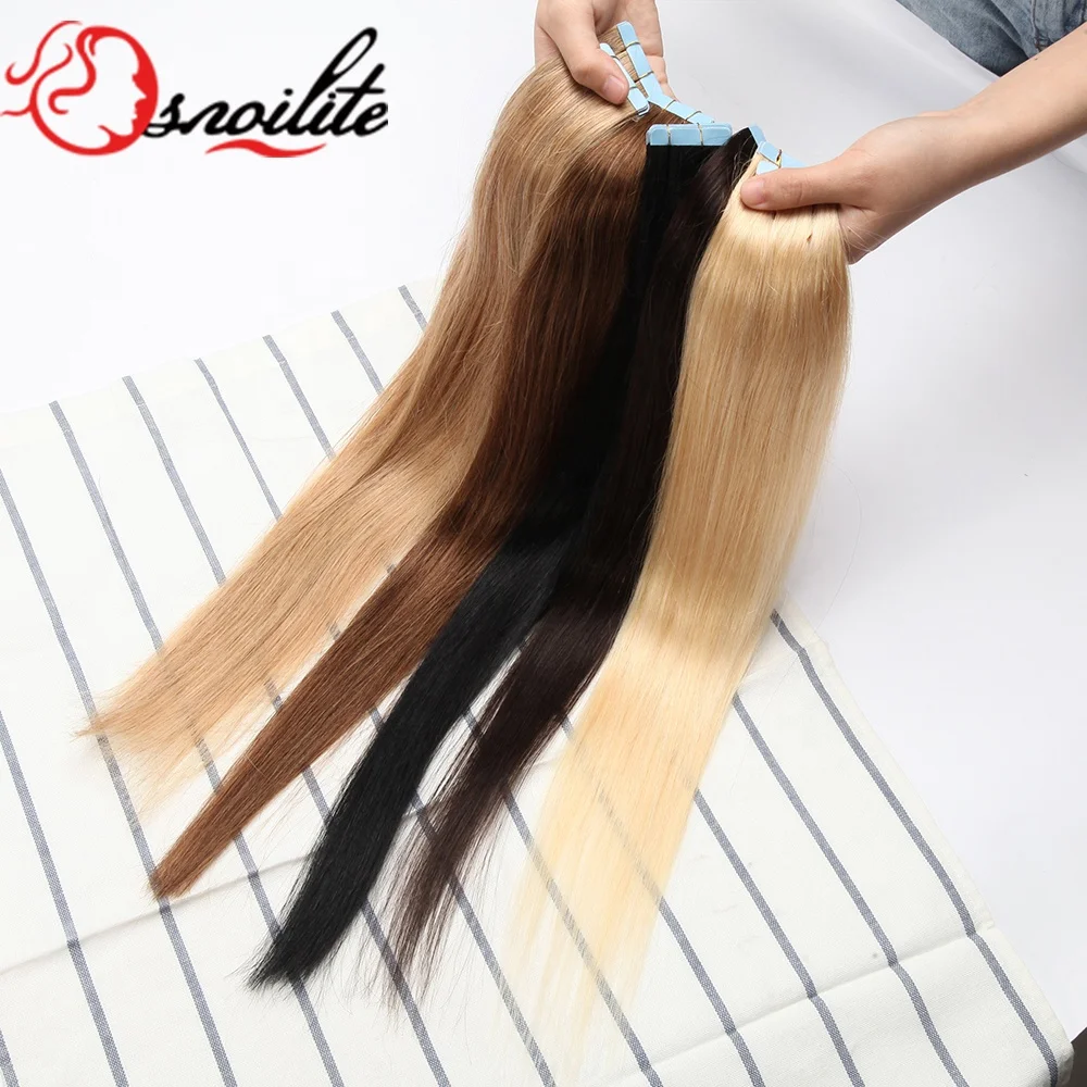 

Snoilite US UK Ready to ship 14-24'' all colors cuticle aligned virgin brazilian skin weft tape in hair extensions human