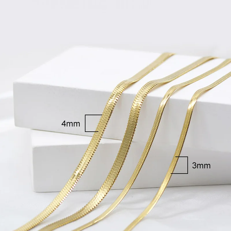 

2.5mm 3mm 4.5mm Hot Selling Titanium Steel Snake Chain Hypoallergenic Gold Plated Flat Snake Chain Necklace for women