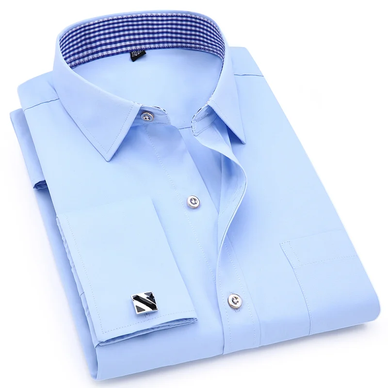 

Casual Cufflinks Wedding Banquet Shirt High Quality French Social Business Full Men OEM Service Adults Fit Solid Dress Shirts, Most colors on the market can be customized