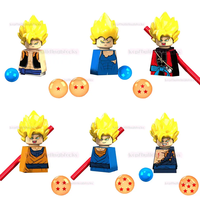 

XP021-XP026 Japanese Anime Cartoon Dragon Son Goku Gohan Broli Ball DBZ Mini Bricks Building Block Figure Kids Educational Toy