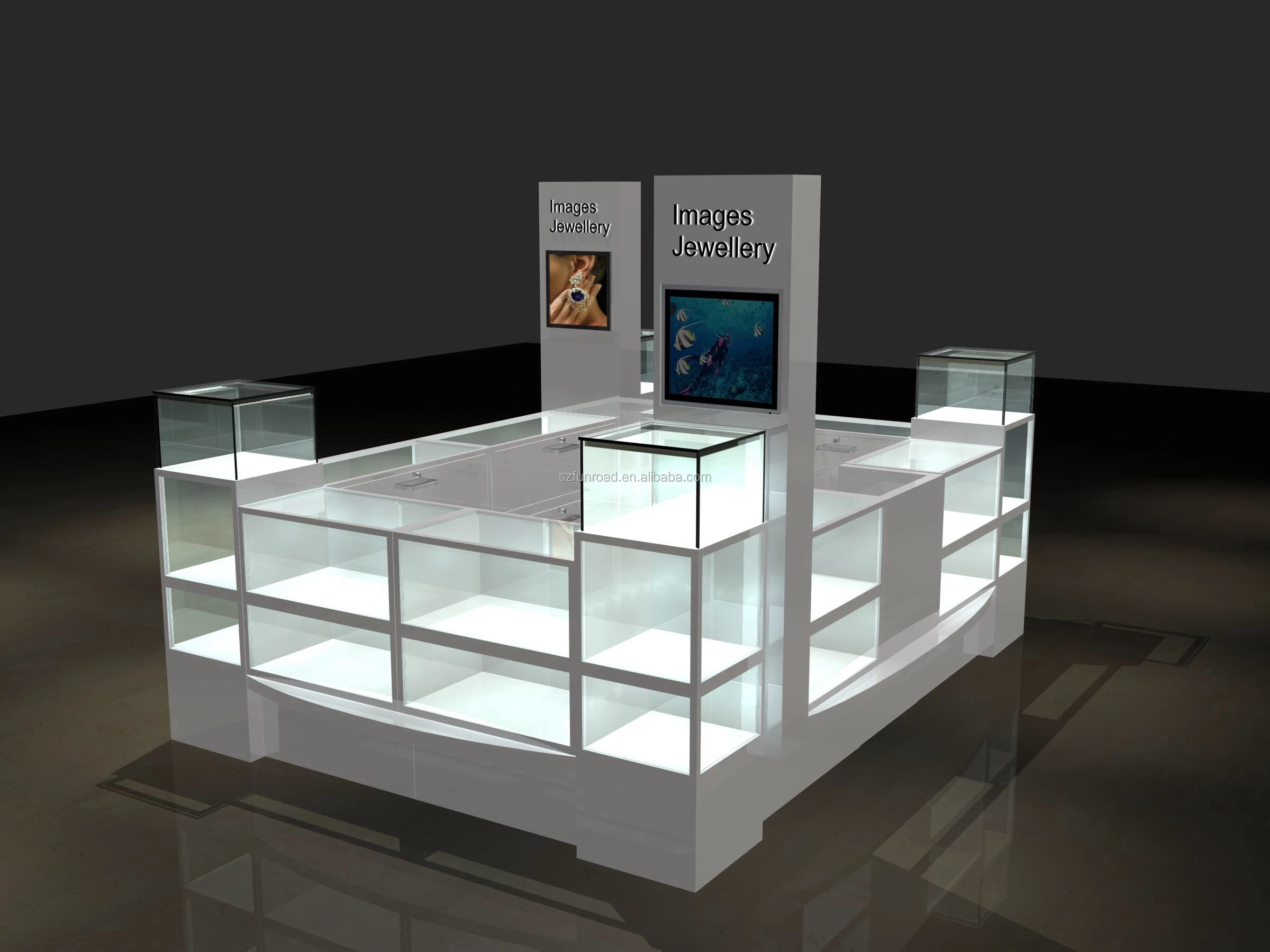 Best quality Glass Jewelry mall kiosk / Jewelry Display Showcase for Jewelry Store