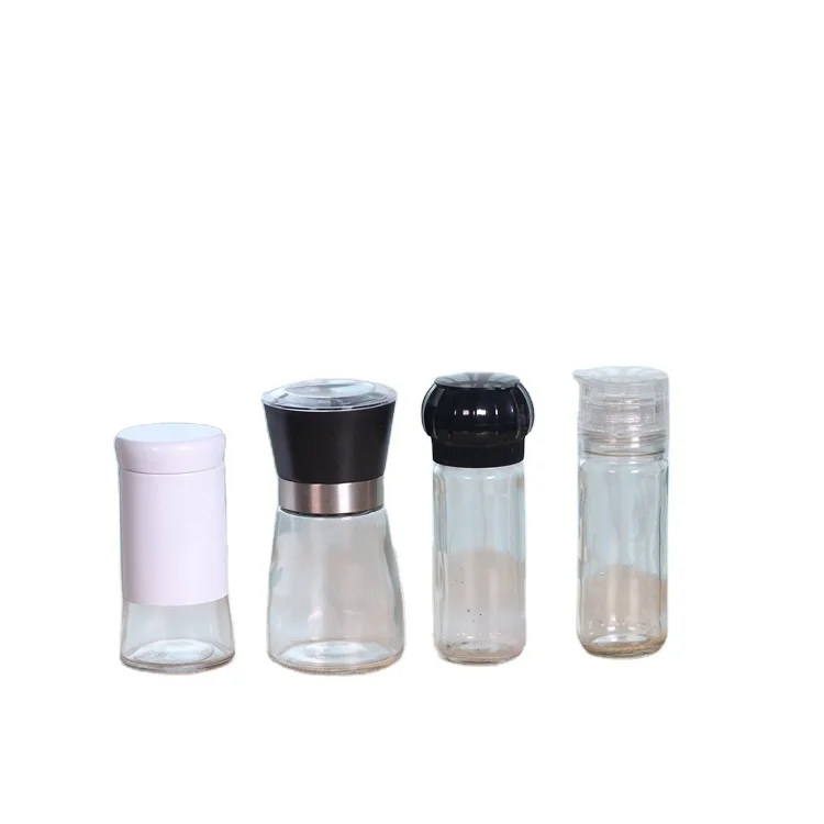 

Spice Jar with Pouring Lid Glass Seasoning Jar with Grinder, Transparent