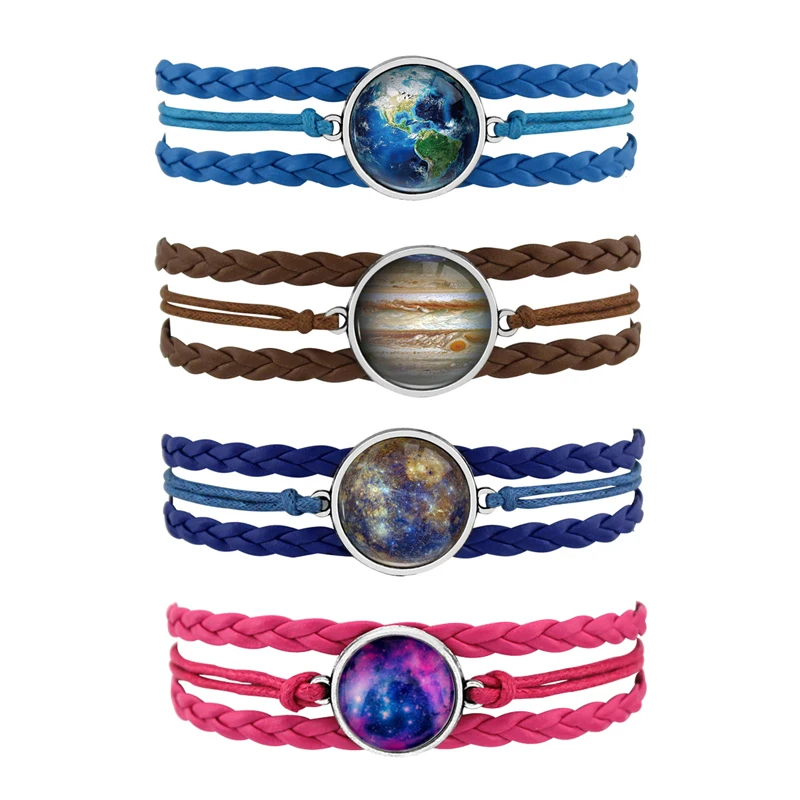 

Nebula Planet Mercury Venus Earth Mars Jupiter Saturn Uranus Neptune Gift for Girl Friend Wedding Engagement Bracelets for Women, Silver plated