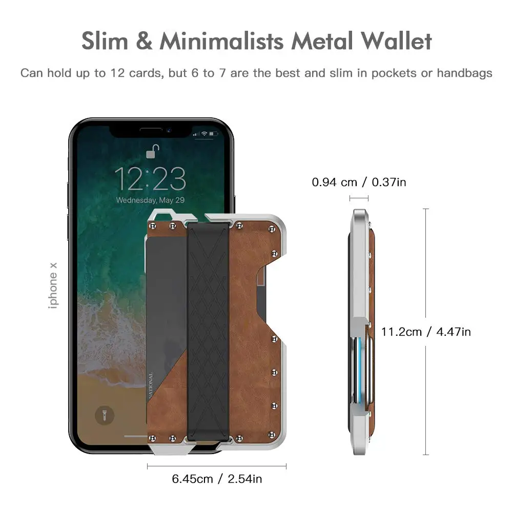 
2021 New Leather And Slim Aluminum Card Holder Wallet With Bottle Opener and Money Clip for Men Women, Best Promotion Gift 