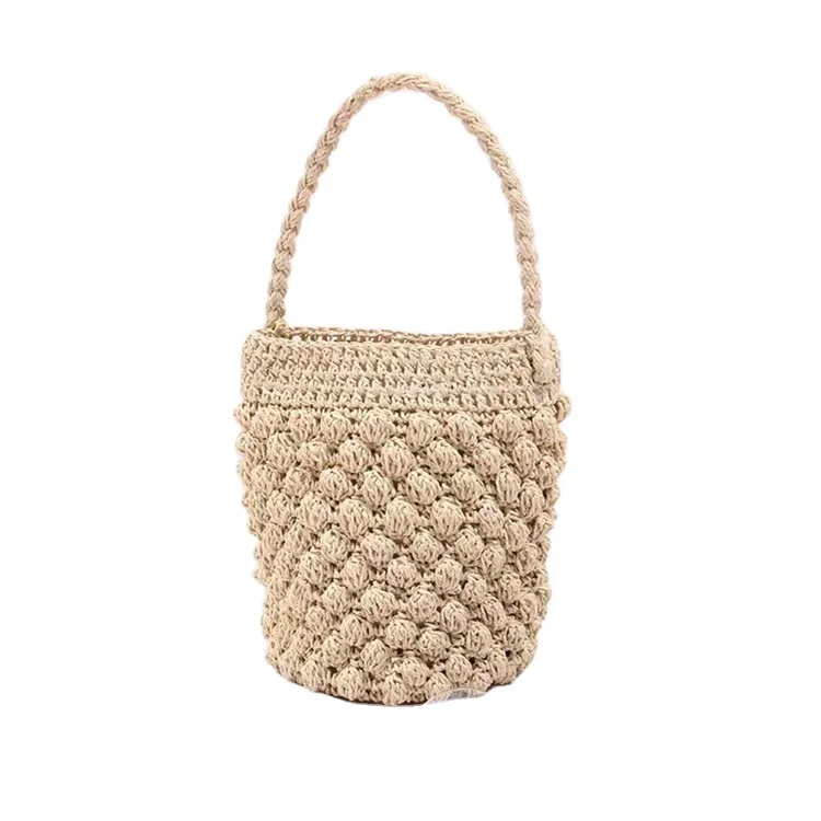 

Best Fashion Lady Handbag Round Straw Bucket Bag For Summer