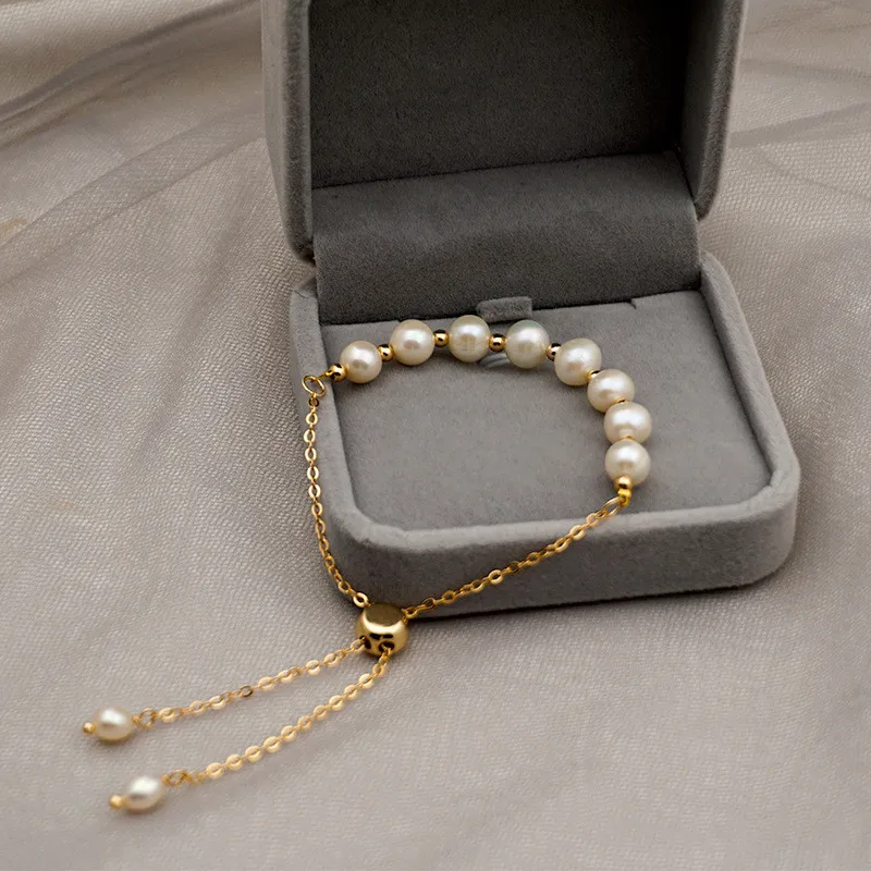 
Minimalist Design Natural Pearl Gold Bracelet Woman Fashion Personality Cuff Bracelet Jewelry 