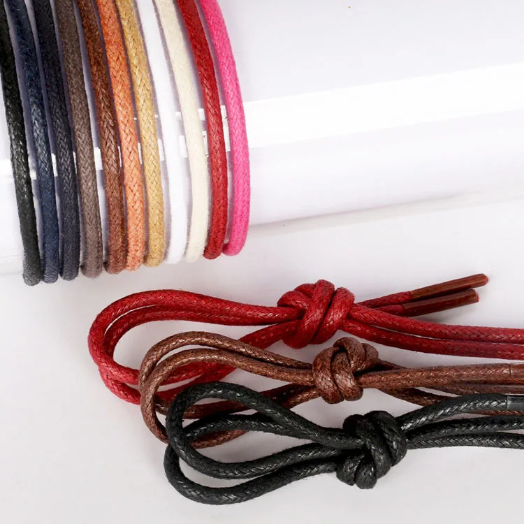 

3mm thin wax rope lazy waterproof round waxed shoelaces for leather shoes laces, Pantone color