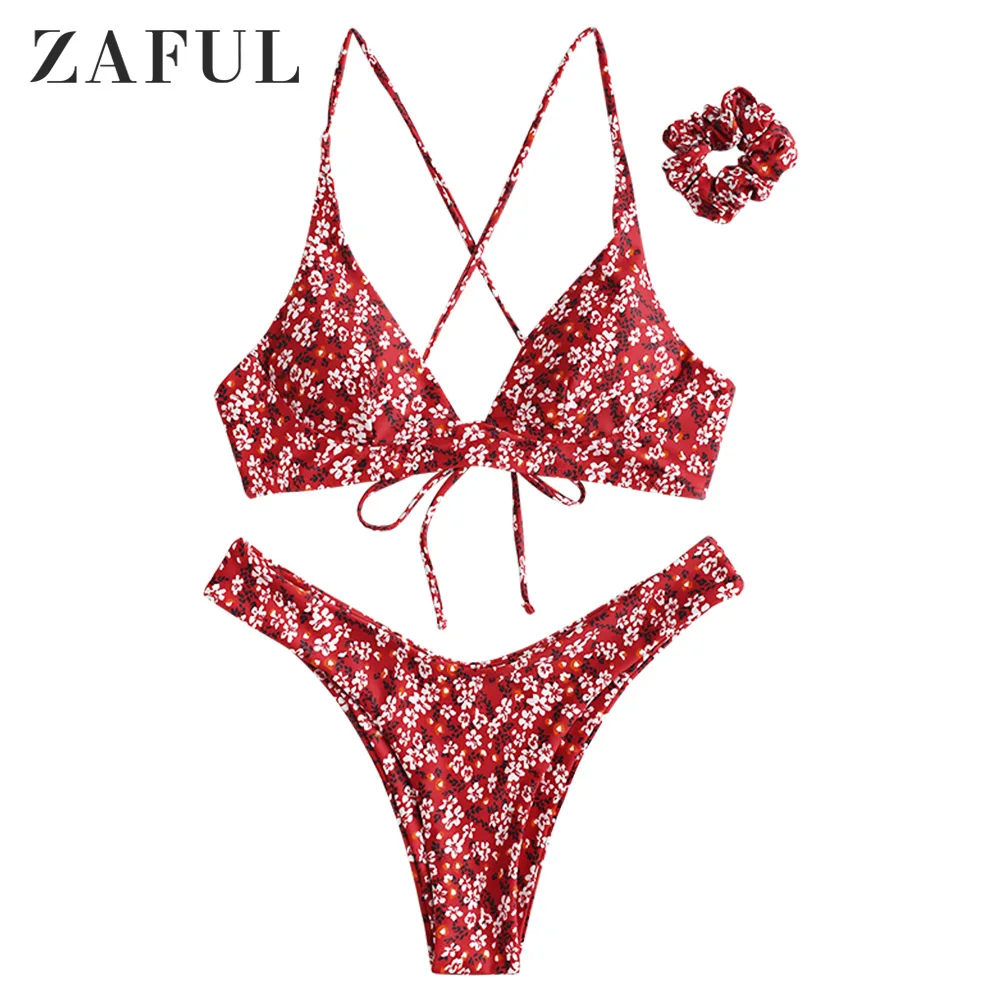 Hot Selling Swimwear ZAFUL Tiny Floral with Hair Tie bikini 2020 swimwear