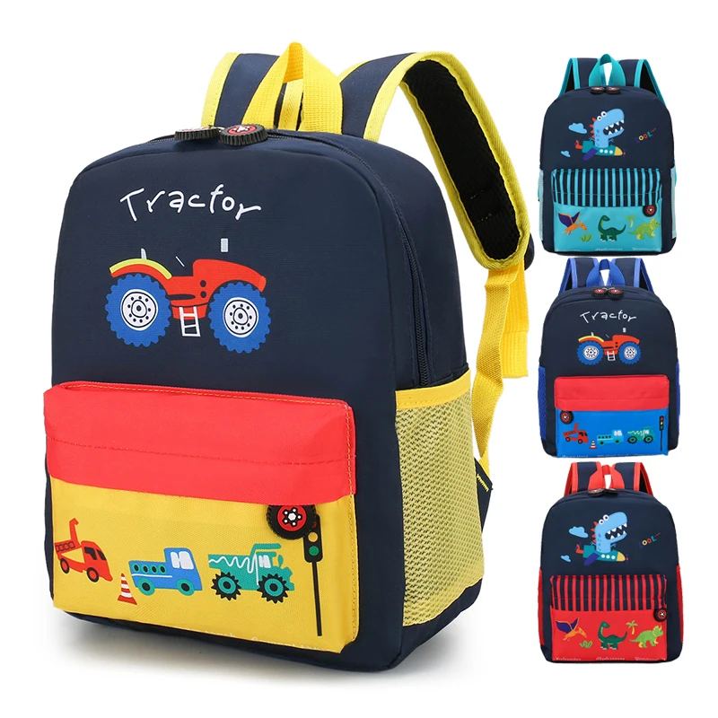 

2020 truck dinosaur print colorful kids school bags backpack schoolbag for kindergarten boy and girl kids children, Blue 1, blue 2, red 1, red 2, yellow 1, yellow 2, green 1, green 2