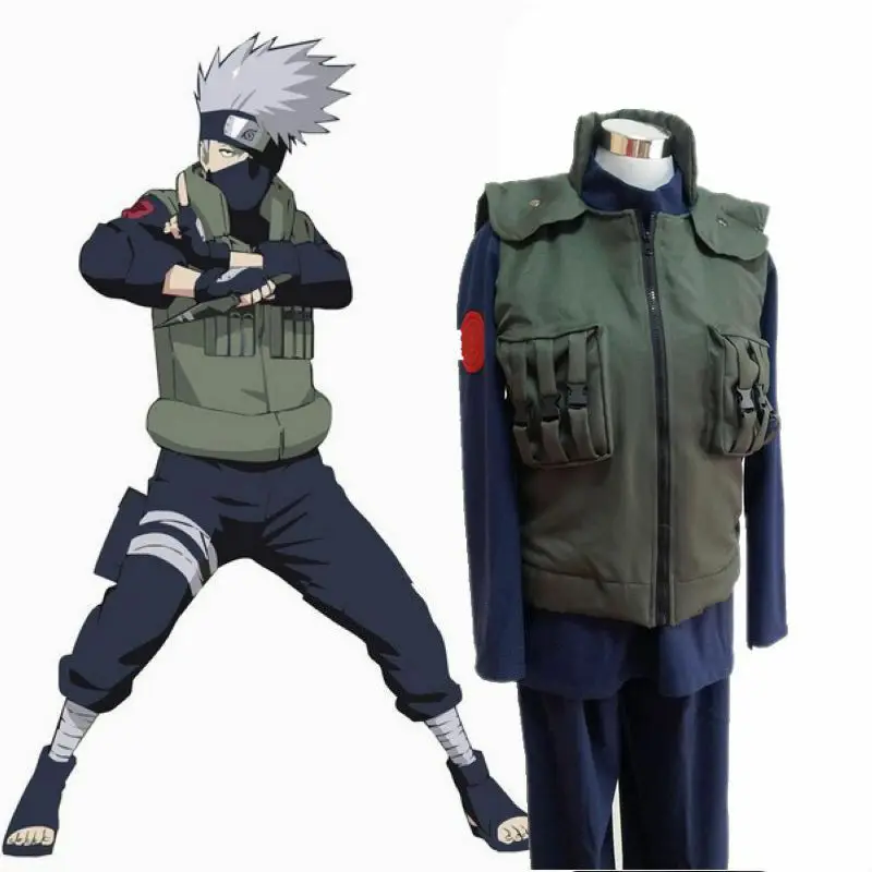 

Anime Haruto Cosplay Costumes Hatake Kakashi Green Unisex Vest Jacket Halloween Party Cosplay Costume Clothes for Adult