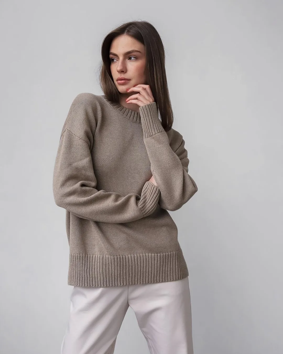 

The new Autumn/Winter 2020 Amazon women's plain color classic knit casual pullover sweater