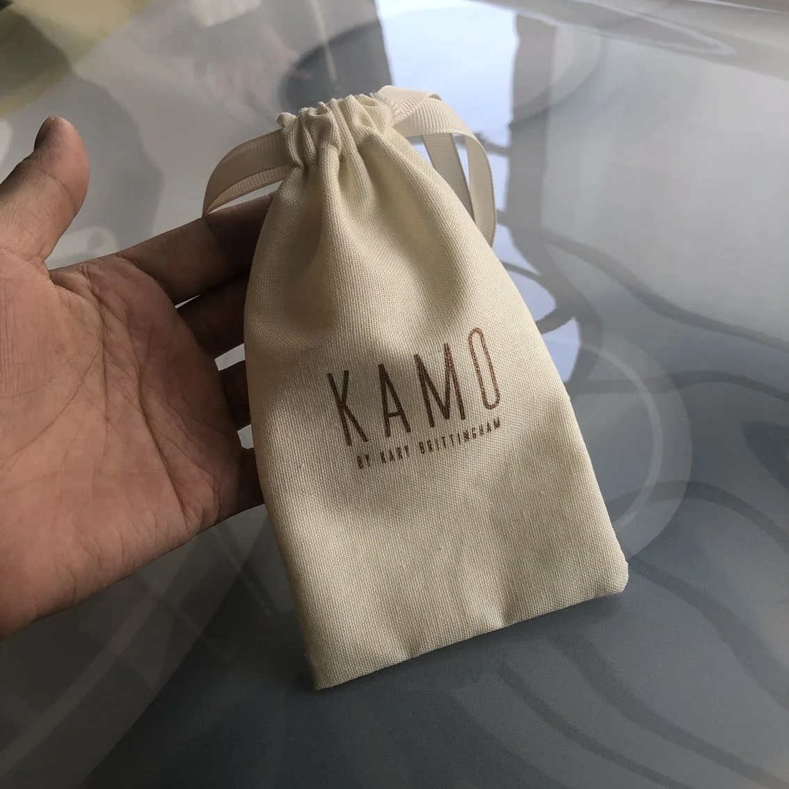 

Rose Gold printing Cotton Linen Drawstring Jewelry Pouch, Natural color, off white color, white color, black color , red etc