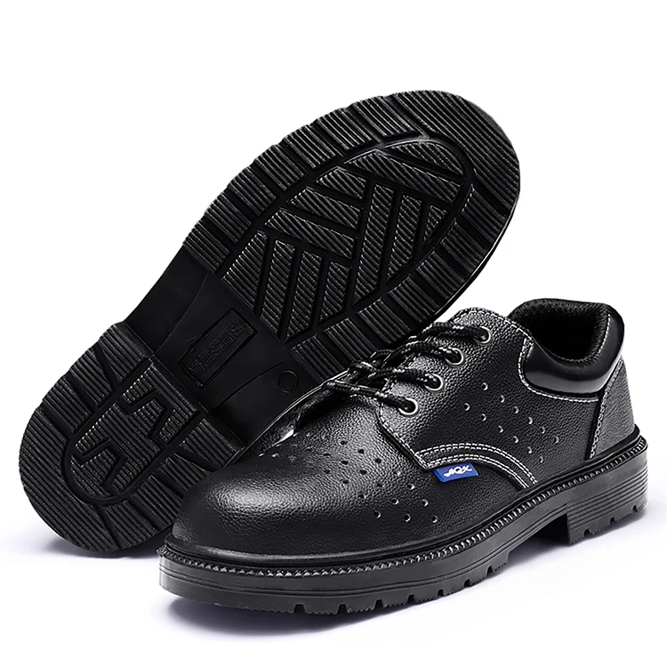 

Cheap wholesale Summer Work Boots Steel Toe Caps Breathable Leather Safety Shoes indestructible shoes for Men SB S1 SBP, Black