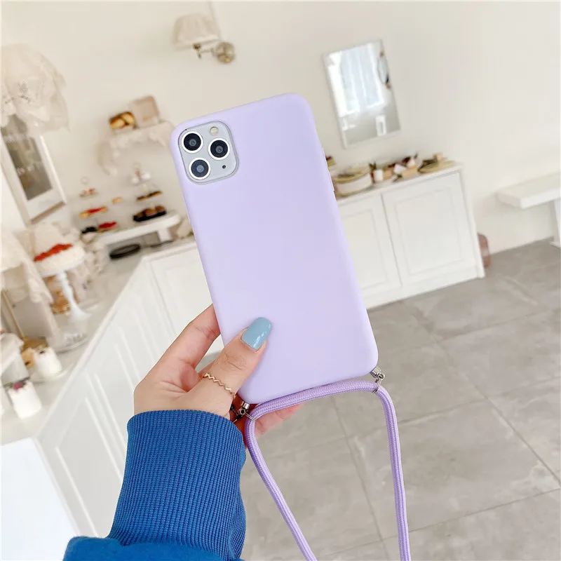 

2021 New Product Detachable Strap Case Crossbody Silicone Phone Case With Strap For Iphone 13