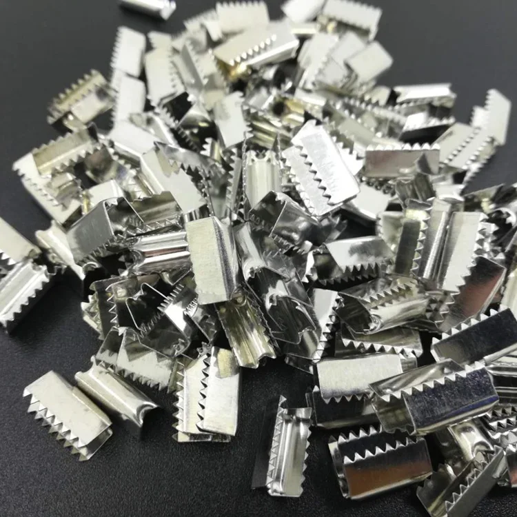 Factory Sale Elastic Cord Iron Crimp Clips Nickle Color 5mm Iron Crimp