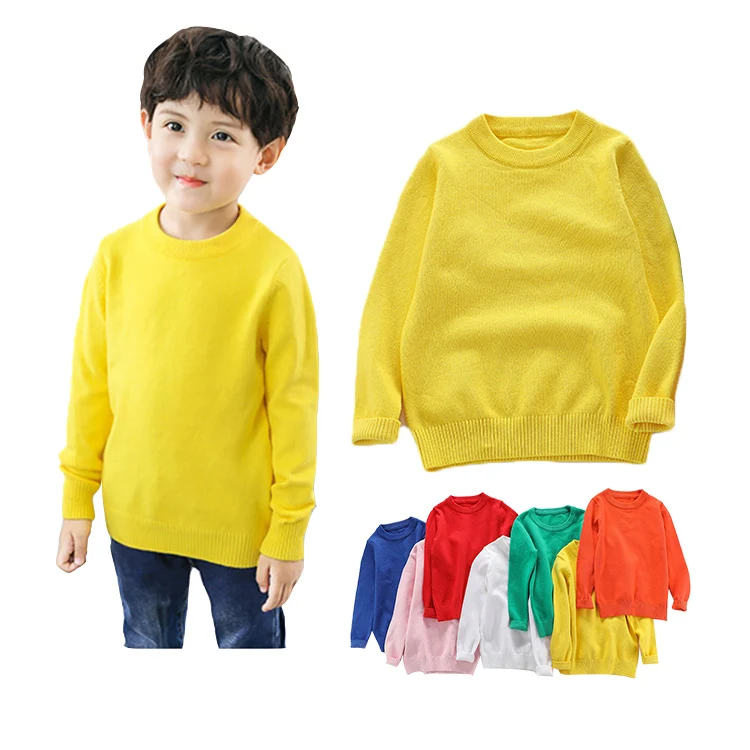 

Autumn Spring Solid Color Outfits Coat Kids Knitting Pullovers Tops Baby Boys Girls Long Sleeve Baby Sweaters, Customized color