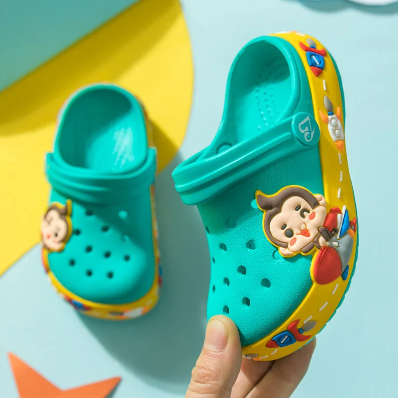 

High quality cute cartoon summer EVA beach children jelly slipper hole kids shoes, Green/blue/yellow/pink/rose