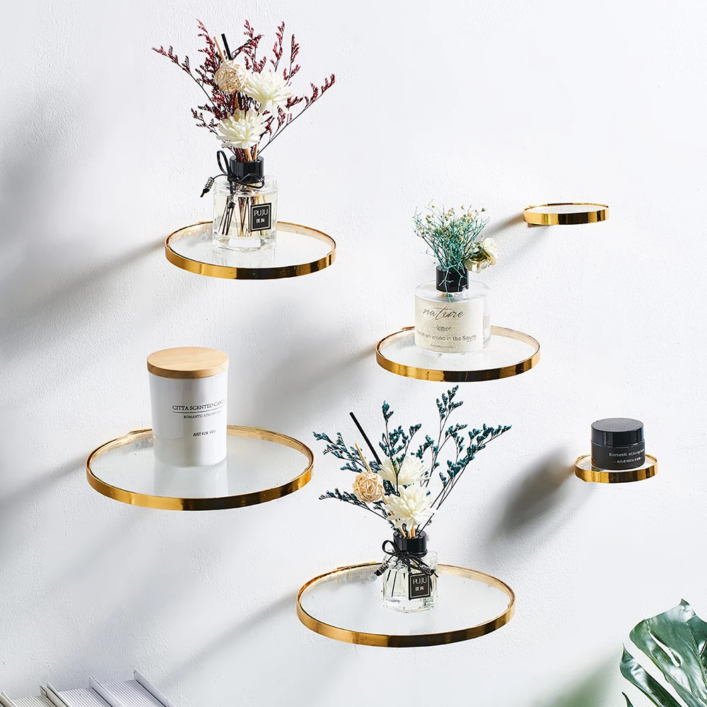 

Creative wholesale Modern Bracket Support Rack Storage Holder Wall Shelf Glass Decoration other home decor
