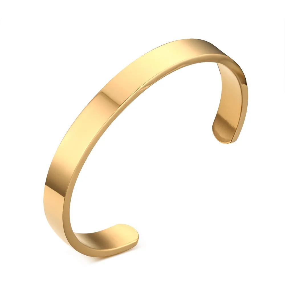 

RINNTIN OTB301 Designer Customize Name 14K 18K Gold Plated Bangles Jewelry Women Men Cuff Bracelet Set Stainless Steel Bangle