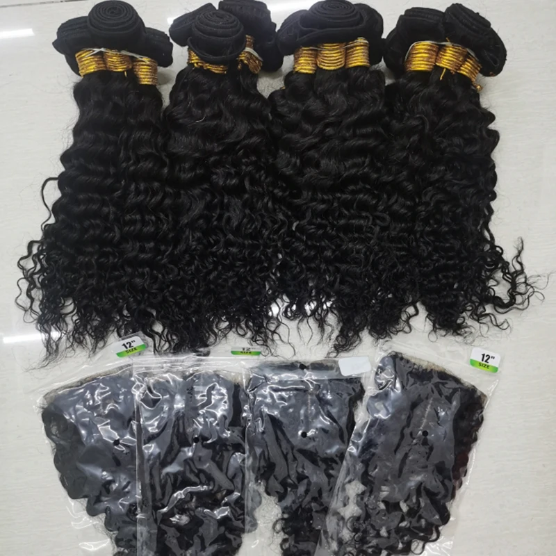 

Letsfly Hair Deep Wave Bundles with Machine Made Closure Natural Color Brazilian Human Hair Wholesales Bulk Buy Free Shipping