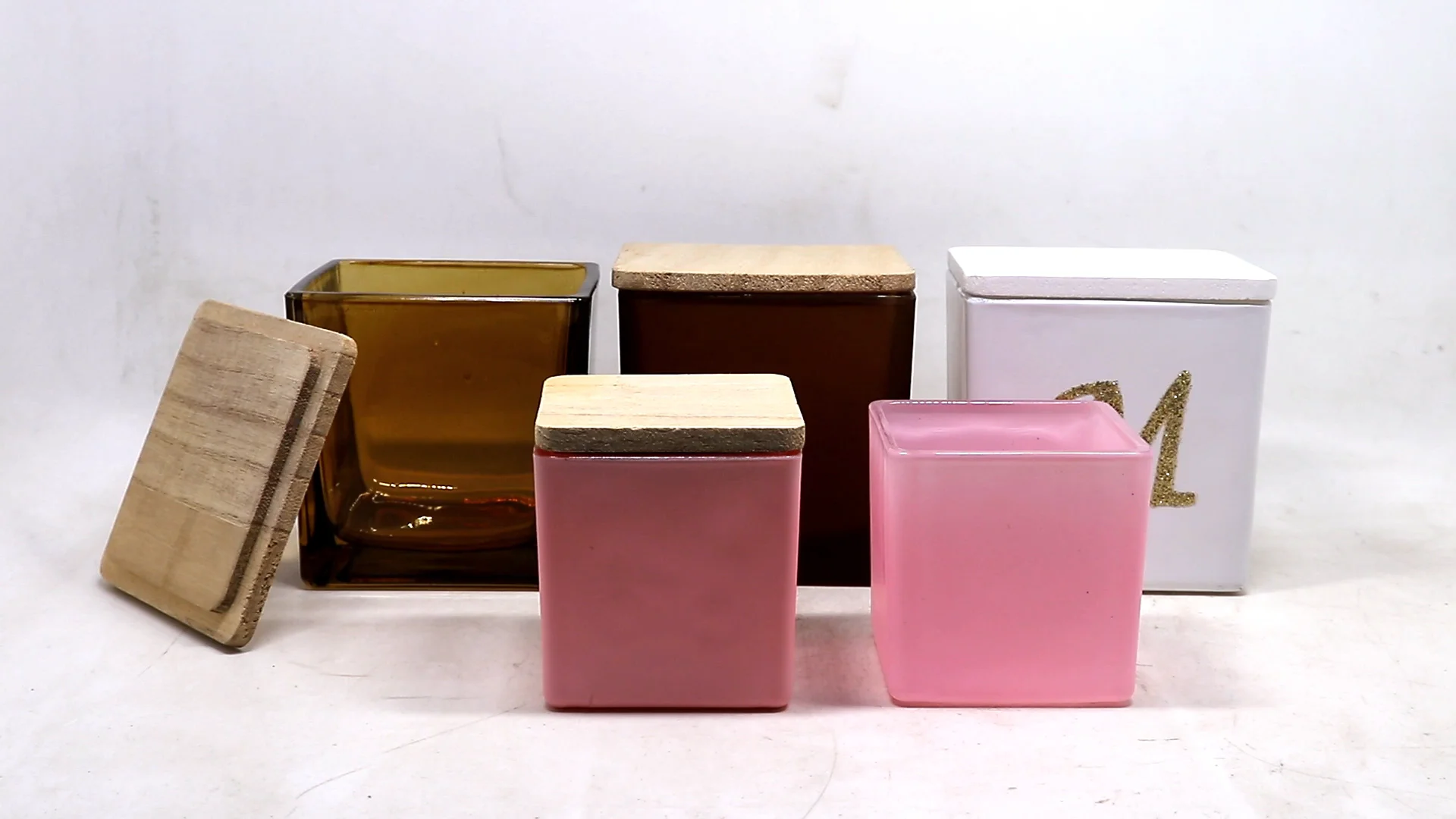 8oz 10oz 20oz Square Scented Candle Glass Jars With Wooden Lids Buy