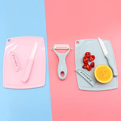 

Mini Chopping Board Ceramic Peeling Fruit Knife 3-piece Set Household Fruit Cutting Board Fruit And Vegetable Grater Peeler