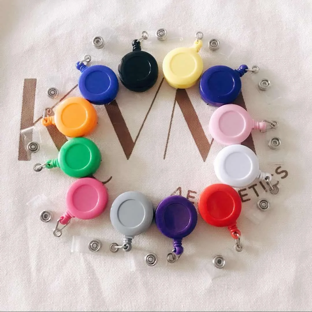 
Custom plastic retractable badge reel metal clip with ID card holder 