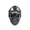 wholesale 136 stainless steel silver gold war warld II military veteran caption beard man rings custom design navy anchor rings