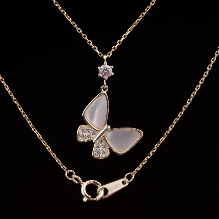 

S925 Sterling Silver Necklace Womens Gift Shell Butterfly Necklace for Sale