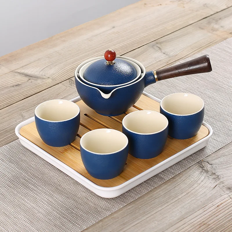 

Chinese Kung Fu Travel Tea Set A pot With Two Cups Hot Sells Customized Tea Cups Ceramic Portable Tea pot, 6 colours:as picture shows