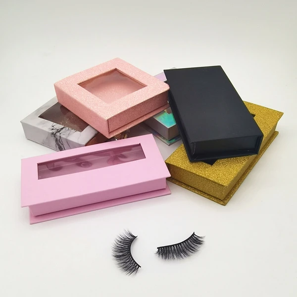 

Wholesale eyelash packaging box private label eyelashes 3d mink lashes boxes with eyelash package, Various colors of boxes are available