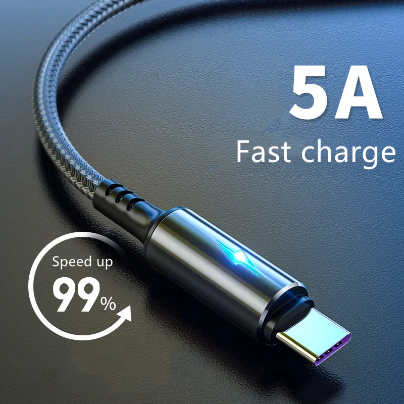 

USB Type C Cable 5A Fast Charger USB C Cable For Huawei Xiaomi 12 Samsung S21 Quick Charging 3.0 Android Mobile Phone USB Cord